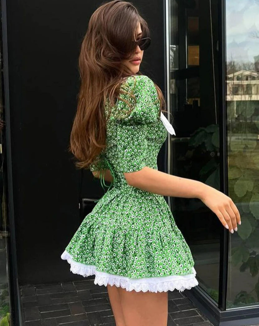 Lace Patchwork Doll Collar Mini Dress - View 5