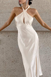 Satin Halter Mermaid Reception Dress - View 2