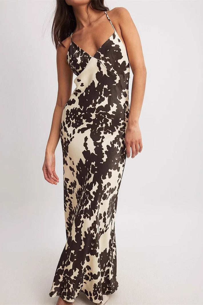 Fashion Satin Print Midi Silk Dress - View 2