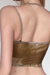 Heart Cut Out Metal Ring Sheer Cami Top