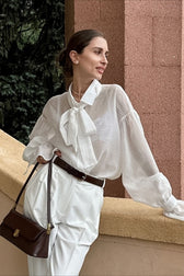 Bow Tie Sheer Blouse