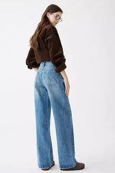 Vintage Washed Straight-Leg Denim Jeans