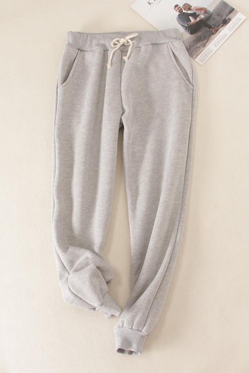 Brushed Drawstring Pockets Pants