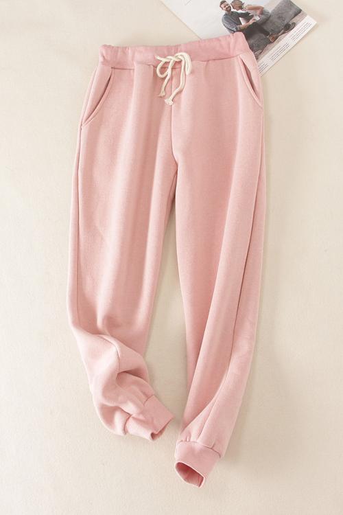 Brushed Drawstring Pockets Pants