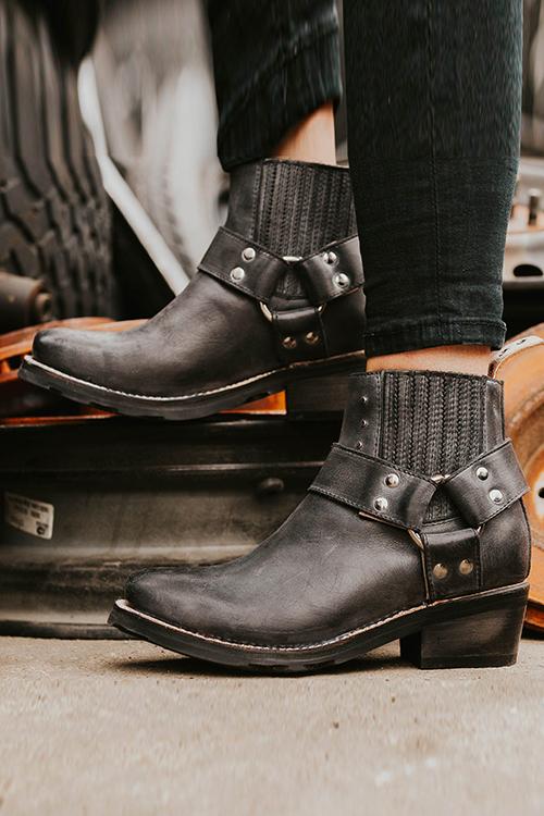 Low Heel Slip On Ankle Boots