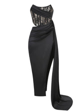 Leif Lace Corset Split Maxi Dress In Black 6