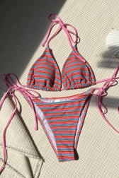 Halter Striped Soft Terry Bikini Set