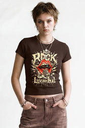 Vintage Rock Graphic Cropped T-Shirt