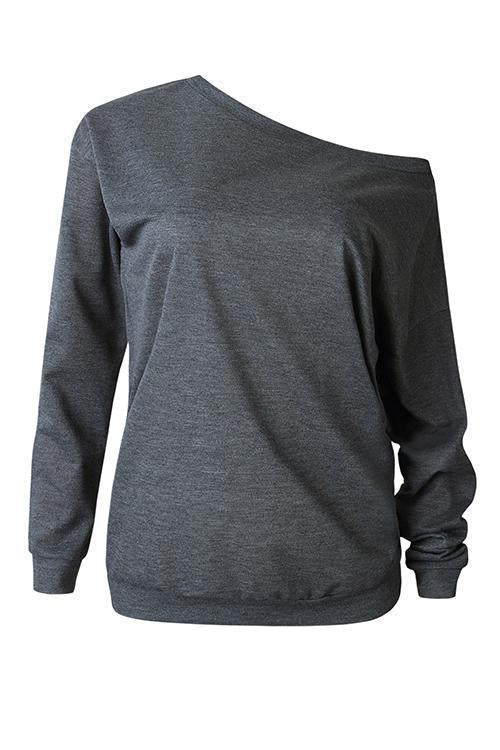 One Shoulder Long Sleeve Hoodie
