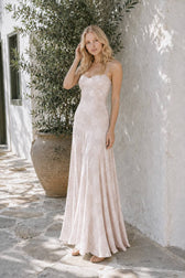 Embroidered Lace Off Shoulder Maxi Dress