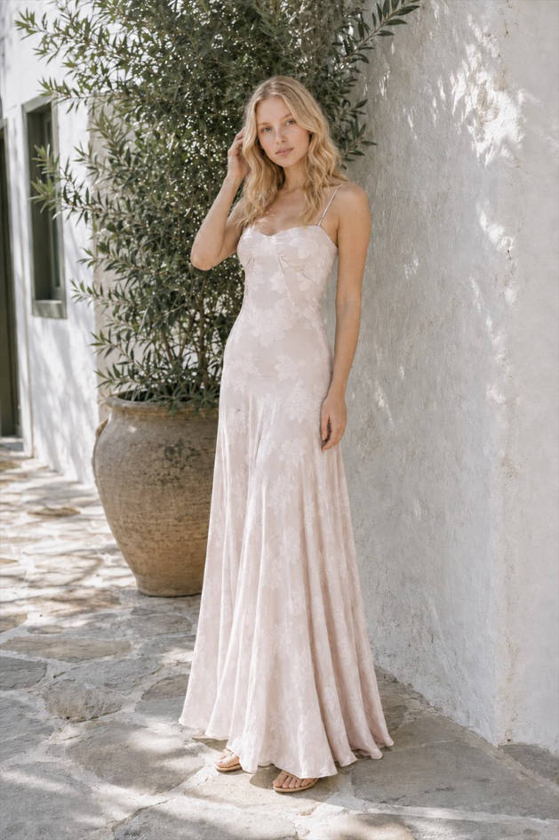 Embroidered Off-the-Shoulder Lace Maxi Dress
