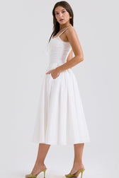 White Lace Spaghetti Strap Midi Dress - View 5