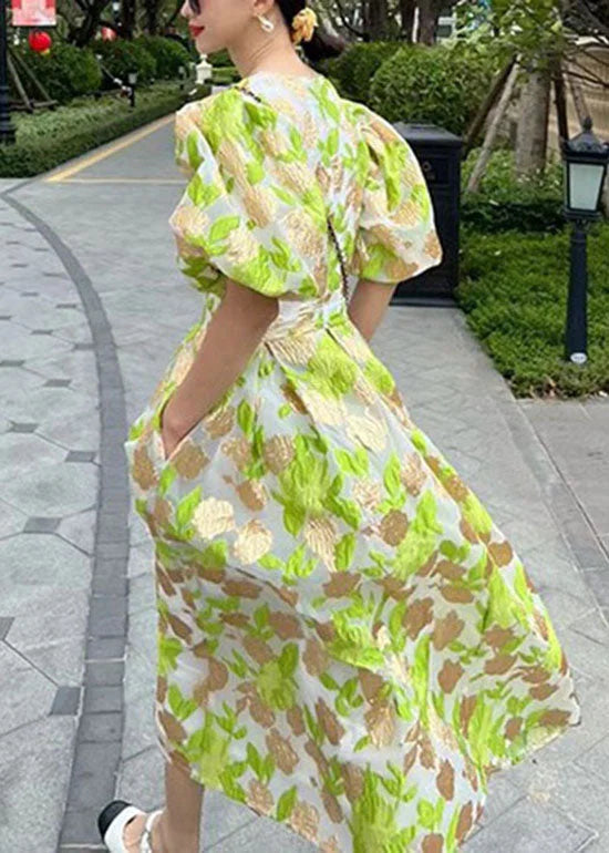 Style Green O-Neck Embroidered Flattering Tulle Maxi Dress - View 4