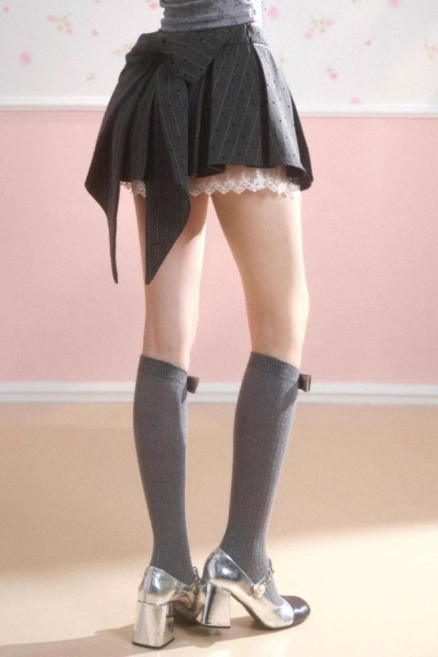Pleated Bodycon Gray Mini Skirt