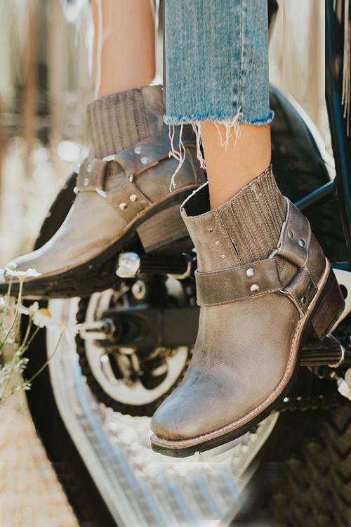 Low Heel Slip On Ankle Boots