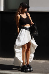 Cotton Tulip Hem Asymmetric Skirt