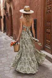 Chiffon Spaghetti Strap Maxi Boho Dress