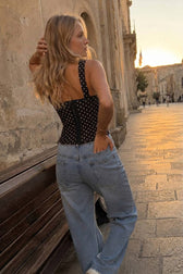 Chic Polka Dot Bustier Sleeveless Tank Top