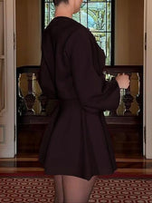 High Neck Long Sleeve Ribbed Knit Mini Dress 13