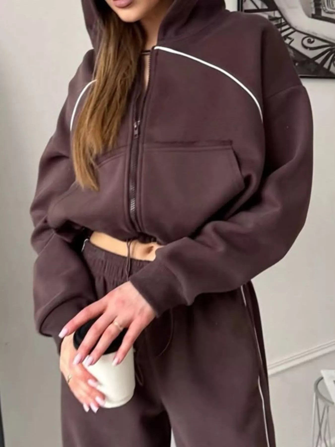 Fleece Zip-Up Hoodie and Joggers Set