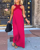 Cross Front Halter Neck Sleeveless Maxi Dress 9