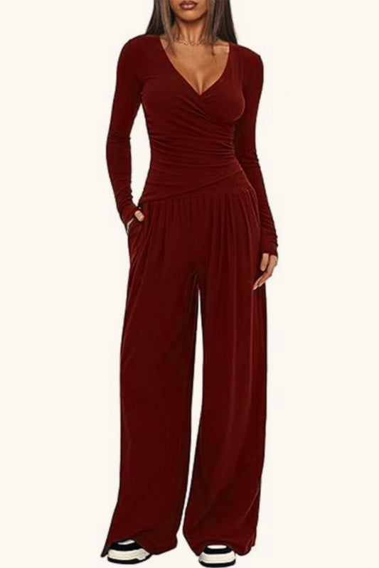 Effortless Wide Leg Pants Comfort Two Piece Set