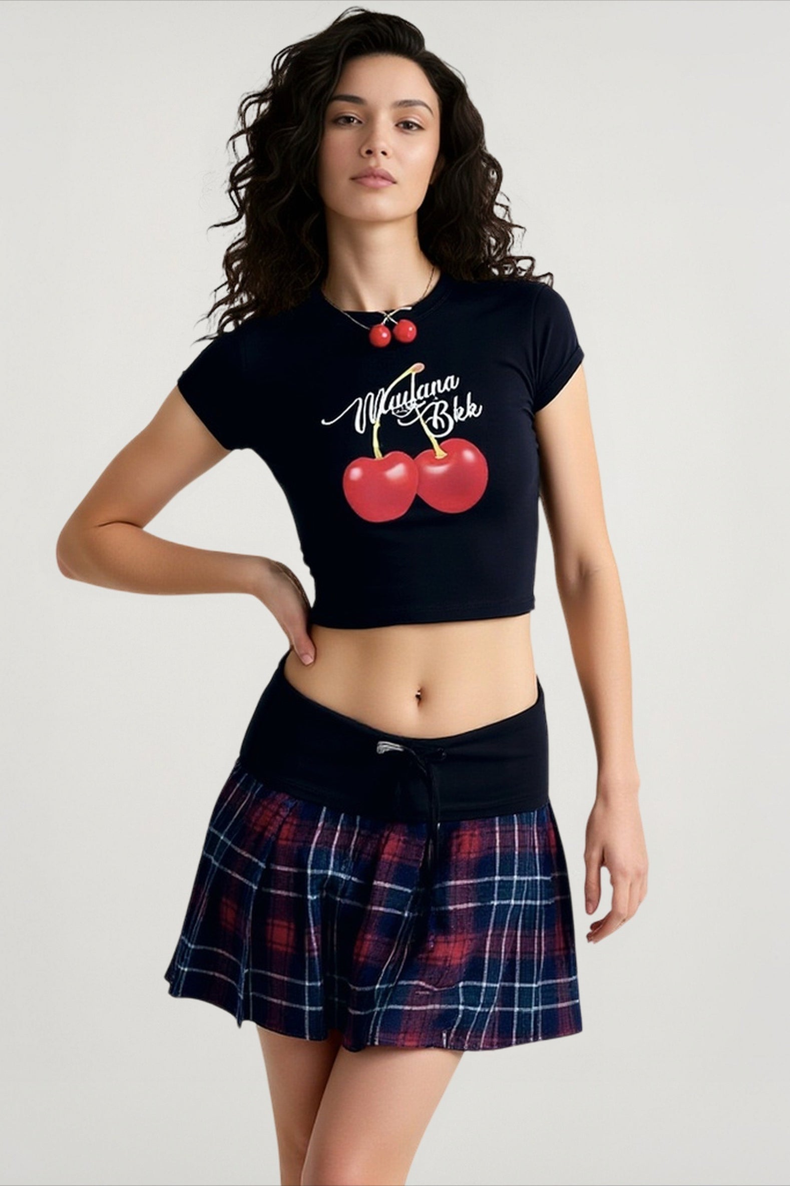 Cherry Print Crop Top