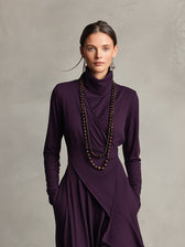 High Neck Long Sleeve Draped Maxi Dress 2