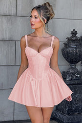 Lace Panel Bow Mini Party Dress 3