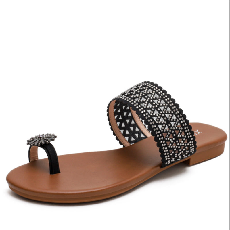 One-word Buckle Flat Bohemian Seaside Roman Sandals