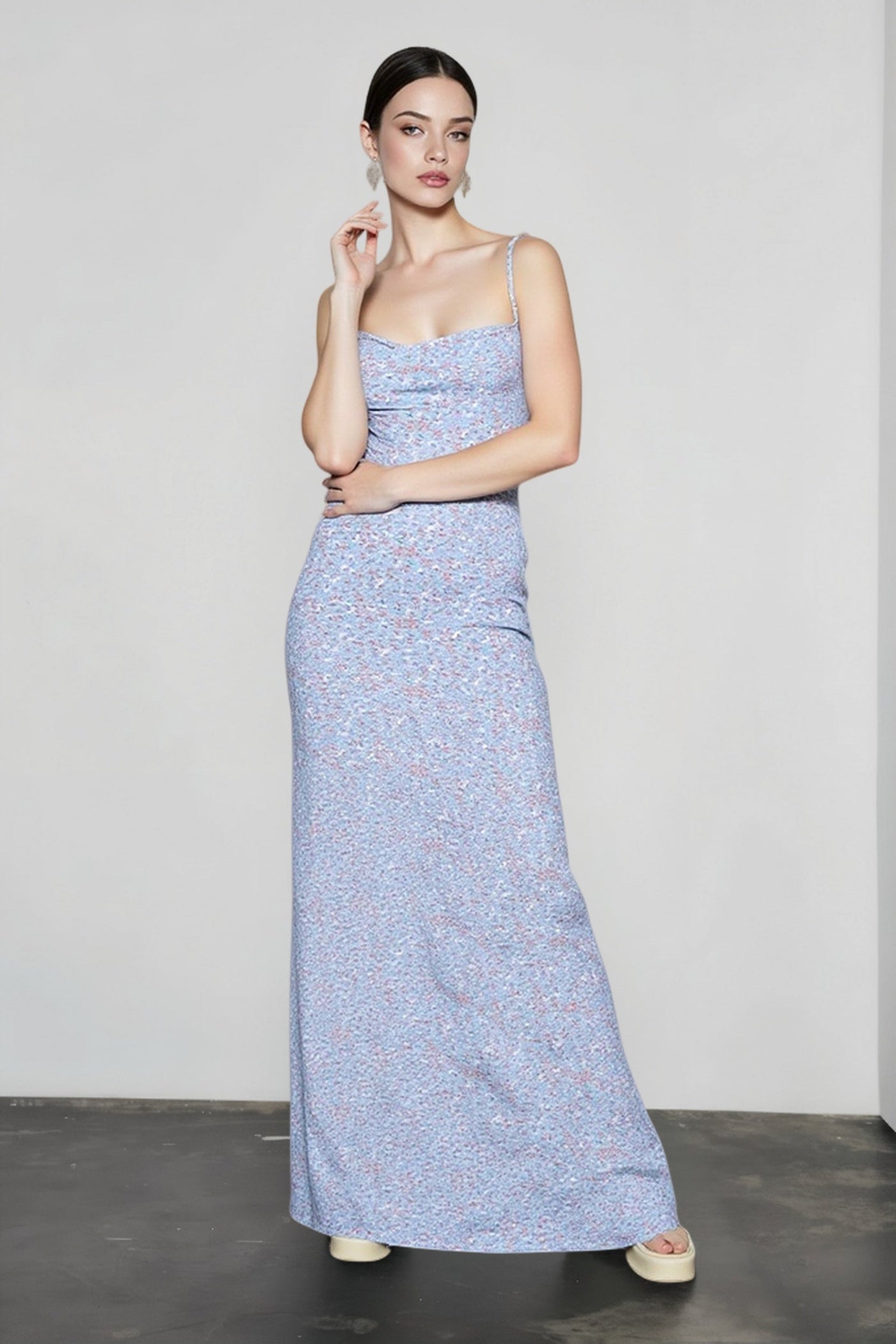 Floral Cami Backless Slim Bodycon Dress