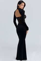 Sheer Lace Mesh Panel Bodycon Mermaid Lace Dress