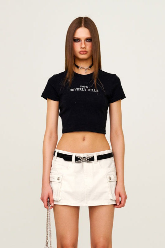 Cropped Fitted Crewneck T-Shirt