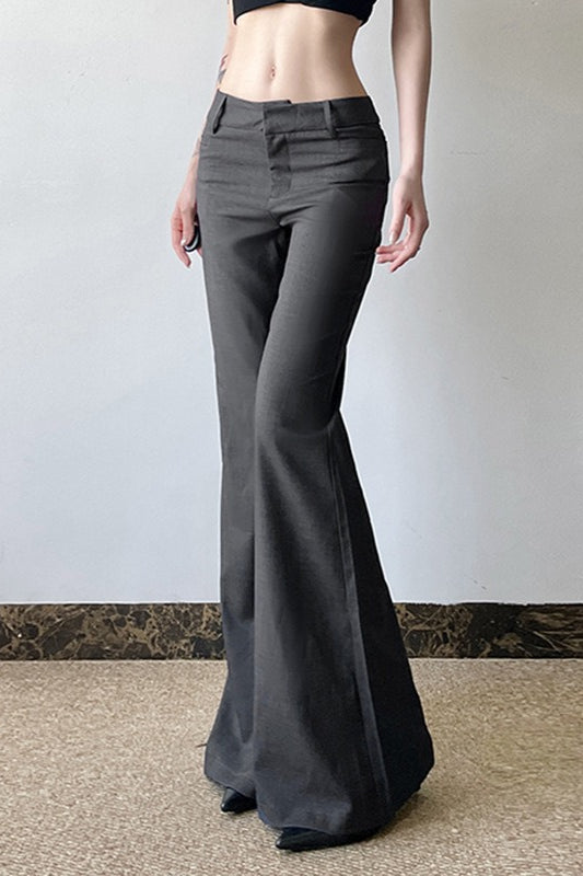 Low Rise Tailored Flare Leg Suit Trousers 3