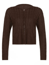 Hooded Button Graceful Front Knit Cardigan