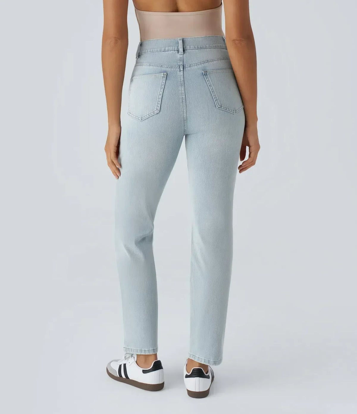 High Waist Straight Leg Pull On Jeans 22