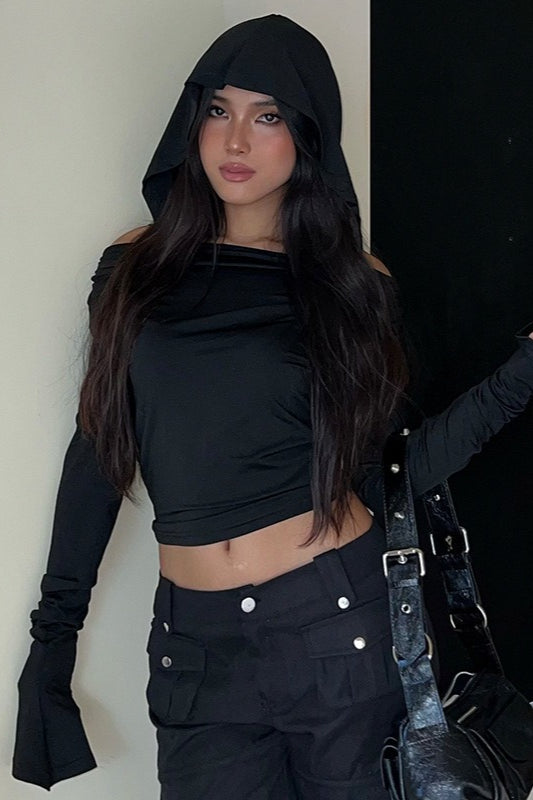 Dark Style Hooded V-Neck Hoodie