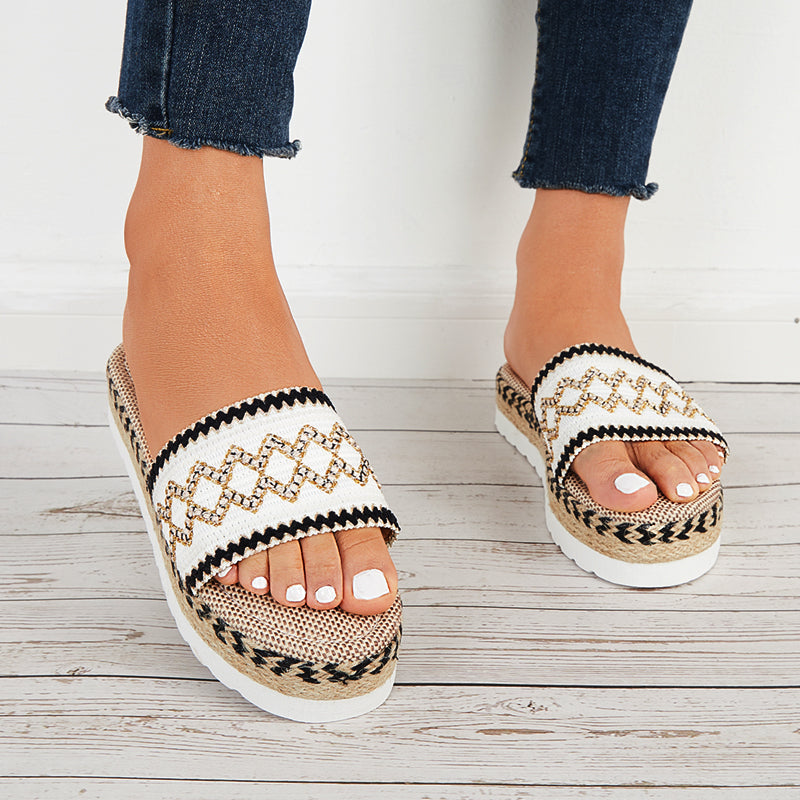 Open Toe Espadrilles Platform Slide Sandals Summer Slippers