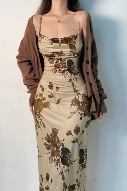 Graceful Floral Print Maxi Dress