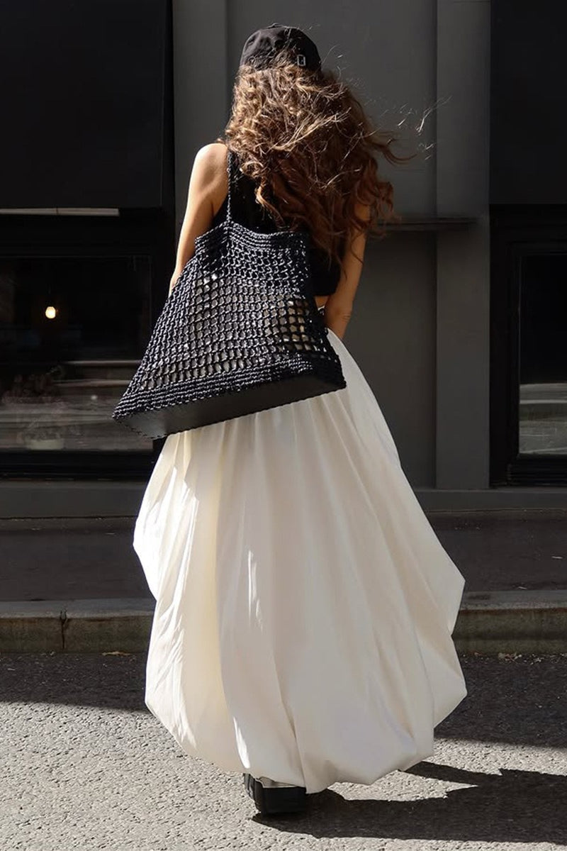 Cotton Tulip Hem Asymmetric Skirt