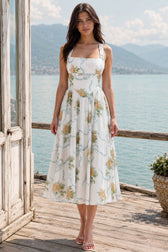 Printed Halter Slim Split Slip Dress