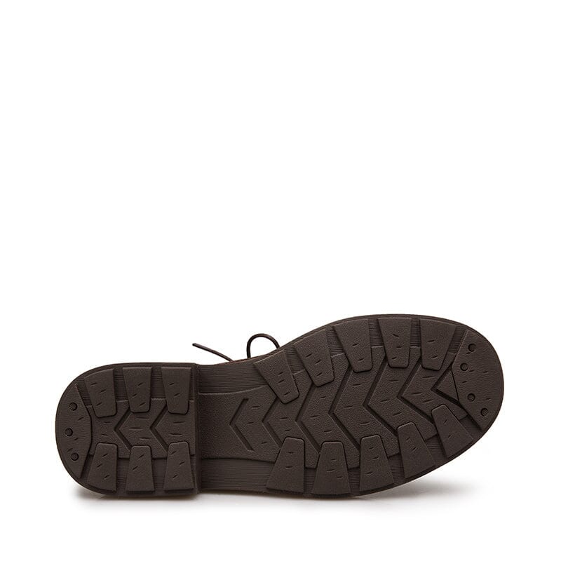 Full Grain Leather Combat Boots Designer Retro Chunky Boots Coffee/Black