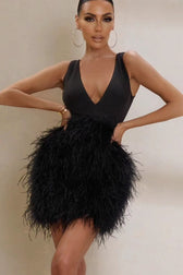 Feather Tie Waist Sleeveless Mini Dress - View 2