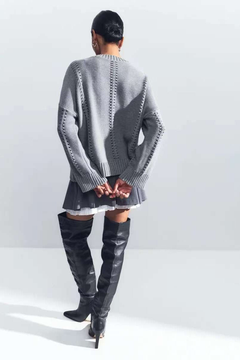 Casual Lace Knit Pullover Sweater