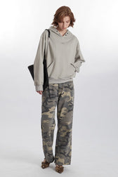 Casual Drop Shoulder Patterned Hoodie