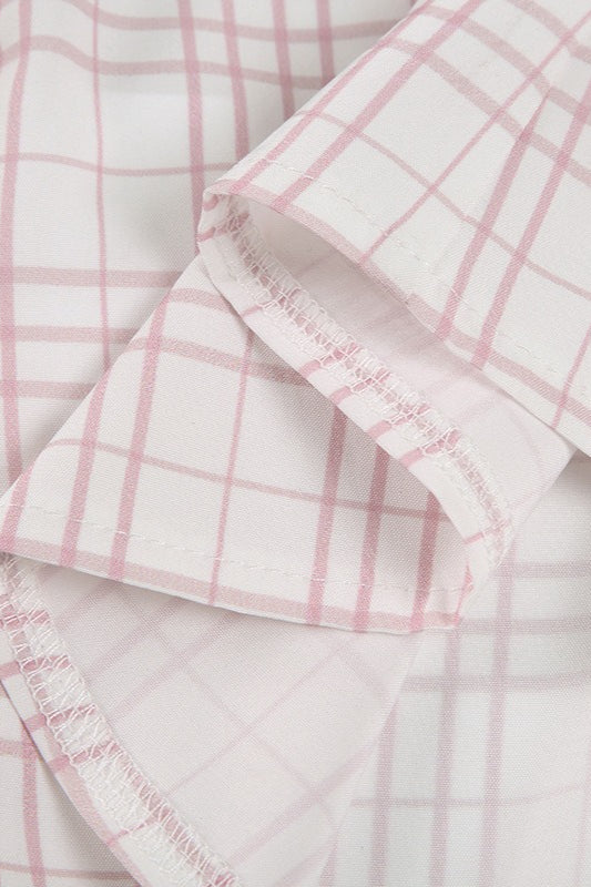 Plaid Button Front Fitted T-Shirt