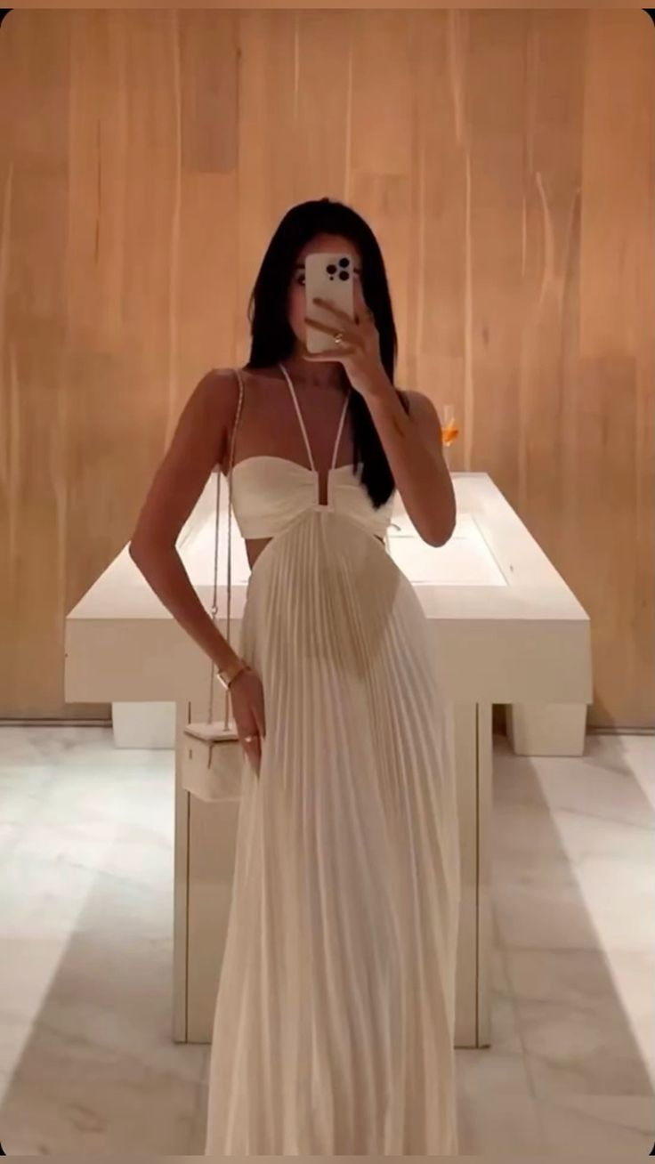 Sexy White A Line Pleated Party Dress Evening Gown cc1586