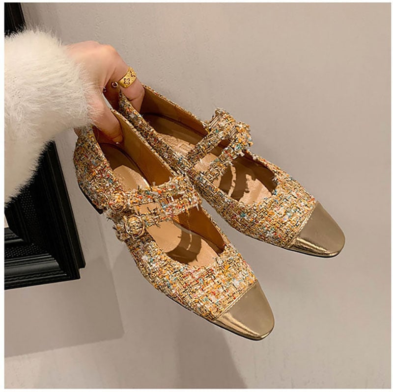 Dolly Square Toe Block Heels Mary Jane Shoes