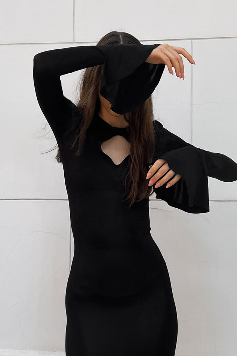 Hollow Out Bodycon Maxi Dress