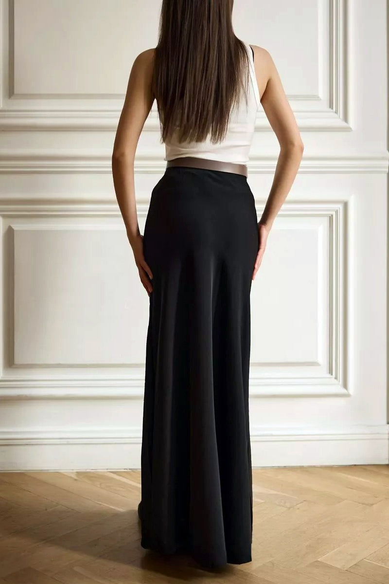 Satin High Waist Slim Column Maxi Skirt 3